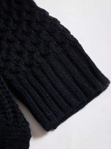 少女秋冬新款针织毛衣，简约时尚休闲日常装 - 黑色 - 查看 3