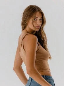 Aralina Women One Shoulder Elegant Ruched Camisole Top - Camel - View 4