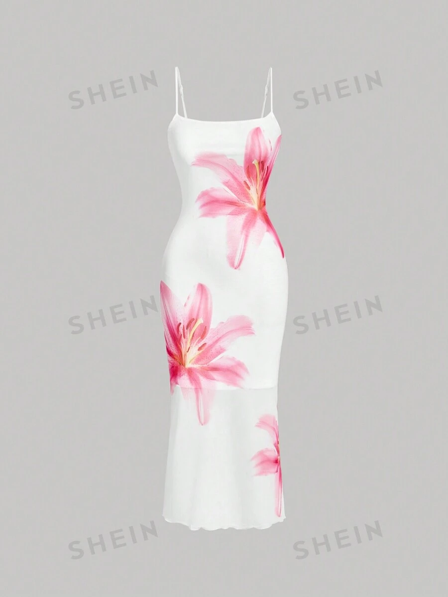 SHEIN MOD Rochie elegantă cu imprimeu floral, rochie în stil resort, rochie de toamnă, rochie de Revelion, rochie pentru femei de Ziua Recunoștinței, rochie pentru femei de petrecere, rochie pentru femei de vacanță