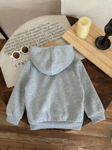 SHEIN ModeFlare Wear 年轻男童休闲日常舒适厚针织长袖运动衫，适合秋冬季 - 淺灰色 - 查看 2