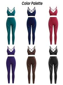 Innovista 高弹力无缝 3D 提花流线运动女装套装 2 件套，2 件套，动感条纹无缝中部支撑工字背聚拢运动文胸和弹力健身骑行紧身裤套装，日常休闲和健身，瑜伽馆，秋季，圣诞节勃艮第套装