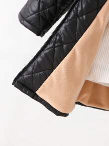 SHEIN Babygirl minimalistische, vielseitig einsetzbare, warme, mit Plüsch gefütterte Kapuzen-Langarmjacke, geeignet für Outdoor, Skifahren im Herbst/Winter - Schwarz - Übersicht 5