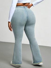 SHEIN EZwear Plus Size Casual Denim Jeans, Simple And Fashionable For Daily Wear - Blue - View 2