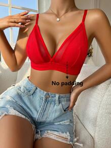 Contrast Mesh Bralet - Red - View 6