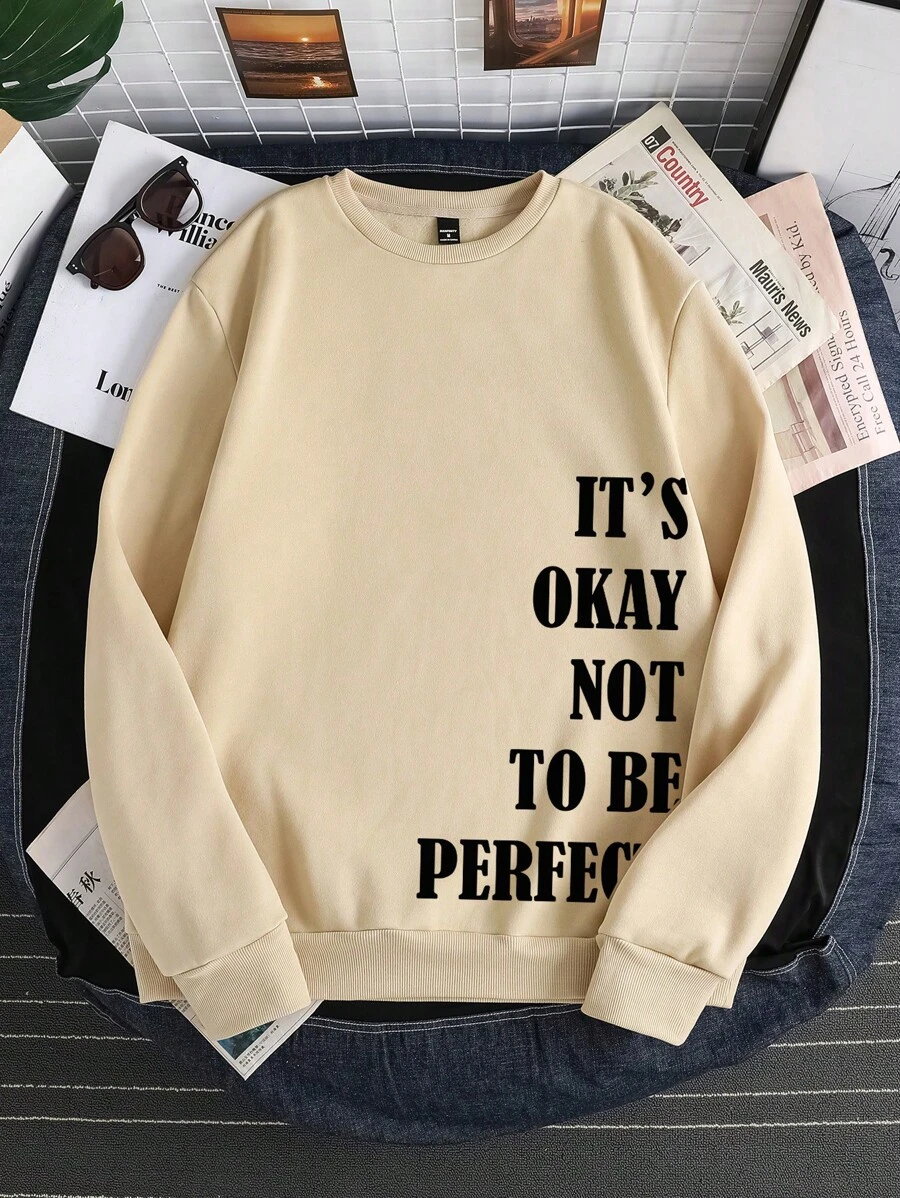 GENTILAND 男士卡其色宽松落肩加厚套头卫衣 - 卡其色 - 查看 1