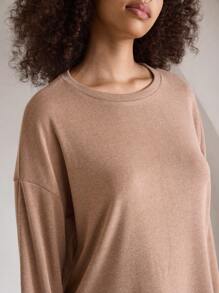 Ocili 1套女士纯色长袖上衣和长裤家居服套装