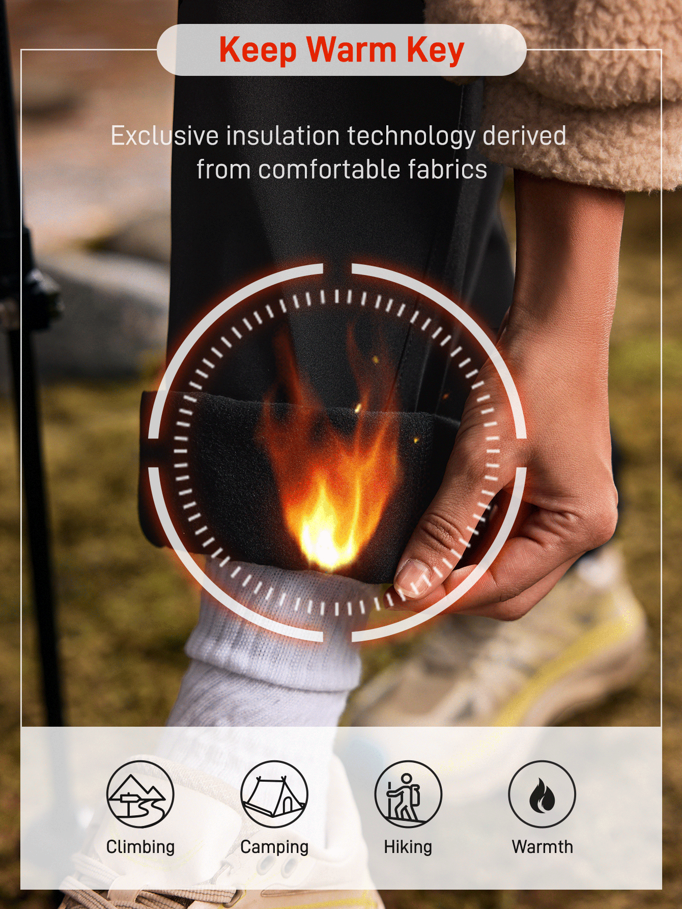 In My Nature 女式字母印花口袋直筒宽松登山裤 - 黑色 - 查看 3