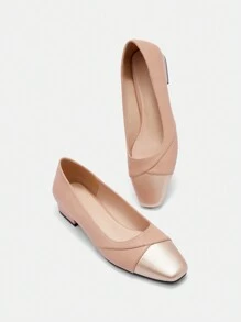 CUCCOO BIZCHIC Square Toe & Square Heel Mary Jane Flat Shoes For Women, Spring/Summer Spring Shoes Spring Break Easter - Apricot - View 6