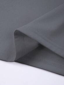 Manfinity Hypemode Áo nỉ dài tay rộng rãi cổ tròn trễ vai màu trơn cho nam, mùa thu/đông - Màu xám đen - Xem 5