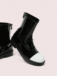CUCCOO DOLLMOD Botas de tobillo con suela gruesa, punta redonda y cremallera trasera para mujer, con un ambiente navideño y de Año Nuevo, para otoño e invierno - Negro - Ver 9