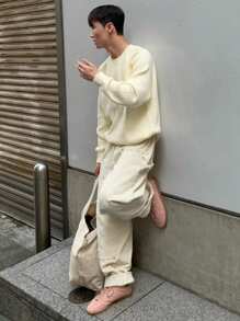 DAZY Men's Casual Solid Color Raglan Sleeve Ribbed Knit Sweater Fall,Winter