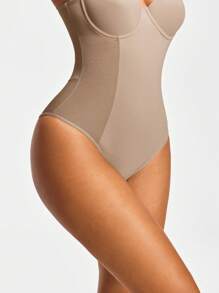 SHEIN Shape Women's Plain Color Spaghetti Strap Minimalist Casual Bodysuit