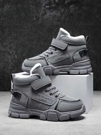 Mode varma termofodrade Casual utomhus barnstövlar, vinter