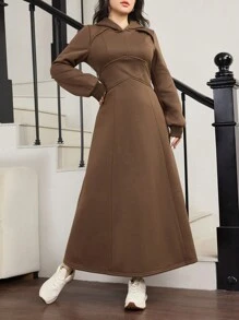 Modelyn 1 件女式束腰连帽针织运动衫 - 棕色 - 查看 7