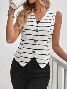 SHEIN LUNE Women Casual Striped Sleeveless Tank Top, Basic Clothing For Spring, Summer, Autumn, Winter Crop Tops Tube Top Cute Tops