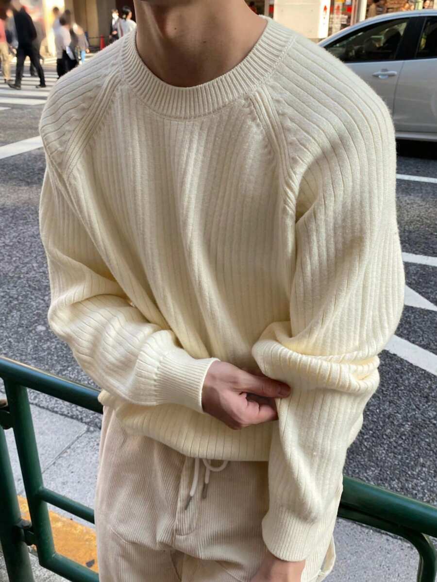 DAZY Men's Casual Solid Color Raglan Sleeve Ribbed Knit Sweater Fall,Winter