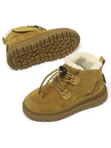 Giày bốt trẻ em mùa đông, giày bốt thời trang thường ngày, giày bốt đi tuyết mùa đông dễ thương cho bé trai và bé gái - Màu Khaki - Xem 3