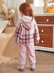 SHEIN Baby Girl Plaid 2pcs Outfit, Casual Wear Or Layering Piece, Suitable For Autumn/Winter , Fall Clothes - Pink - View 2