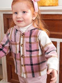 SHEIN Baby Girl Plaid 2pcs Outfit, Casual Wear Or Layering Piece, Suitable For Autumn/Winter , Fall Clothes - Pink - View 6