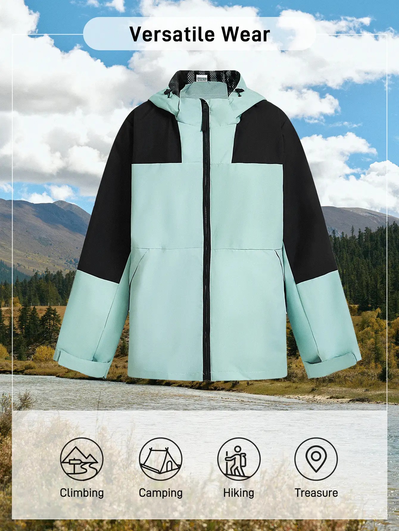 In My Nature American Style Spring/Autumn Hooded Jacket, Loose Fit Functional Outdoor Workwear Mountaineering Coat - Green - View 3