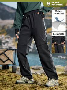 In My Nature Pantalones de senderismo para mujer de unicolor casual con cordón en la cintura y tobillo atado
