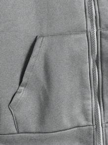 EURMUSE Men Letter Printed Zip Up Regular Hoodie Sweatshirt - Grey - View 5