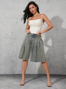 Denimoi 女士简约时尚休闲牛仔短裤，适合日常穿着