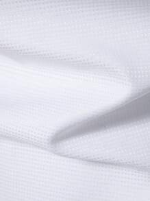 Manfinity Mode 1 件 男士纯色正面纽扣长袖简约上衣 - 白色 - 查看 7