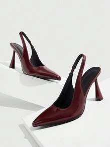 CUCCOO BIZCHIC Women's Fashion Burgundy Pointed Toe Stilettos With Ankle Strap, Suitable For Commute, Date, Party, Holiday New Year Holiday - Burgundy - View 9