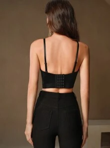 Anewsta 女士优雅串珠刺绣吊带背心 - 金色 - 查看 2