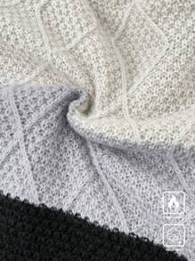 Manfinity Roghcode 男士拼色圆领长袖彩色套头休闲毛衣，秋冬季，适合工作、朋友 - 彩色 - 查看 4