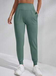 SHEIN Daily&Casual Pantaloni casual jogger in colore unito con vita alta e laccio