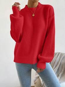 Chiquease Suéter casual holgado de cuello redondo y manga larga de unicolor para ropa de Año Nuevo para mujer