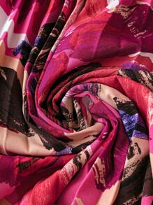 Trelyra 1pc Women's Elegant Floral Ruched V-Neck Wrap Dress With Belt And Long Sleeves Maxi Women Outfit