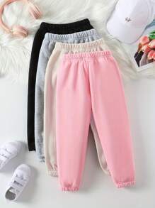 SHEIN Playful Pals 4 件装女婴休闲舒适简约运动裤 - 彩色 - 查看 2