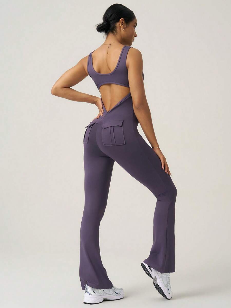 Easithlete Easithlete Women Simple Strap Fitted Casual Jumpsuit - Mocha Brown - View 1