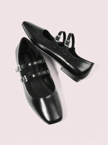 CUCCOO DOLLMOD Women's Black PU Mary Jane Flats, Fashion Casual For Commuting, Dating, Party, Shopping, School Spring Shoes Spring Break Easter For Christmas Spring Shoes - Black - View 9