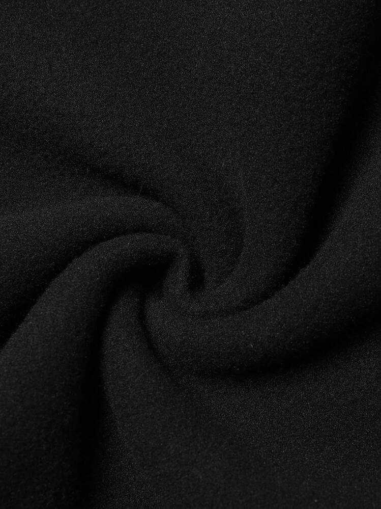 Manfinity Hypemode 1pc Men's Casual Minimalist Letter Print Hoodie Sweatshirt, Everyday Wear Going Out Black Friends Long Sleeve Hoodie, For Friends, Husband, Boyfriend Gifts - Black - View 5