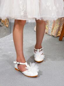 New Fashion Pointed Toe Flat Shoes For Teenage Girls, Outdoor Casual Leather Flats, White Pointed Toe Fashionable Pearl Decorated Shoes, Comfortable School Shoes - White - View 4