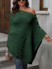 SHEIN Clasi Plus Size Casual Solid Color Batwing Sleeve Sweater For Autumn And Winter Knit Pullover Fall - Green - View 8