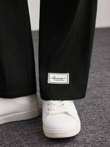 Modelyn Pantalon large à jambe droite affinante de style coréen pour femme, avec détail de revers