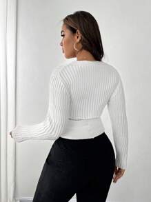 Celure Suéter de cuello redondo de manga larga ajustado de talla grande, versátil para uso diario, para el invierno