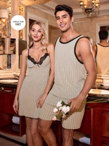 SHEIN Simple Casual Textured Splice Color Men's Loungewear Set - Grey - View 7
