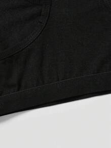 SHEIN Leap Crew 6pcs/Set Tween Girls' Minimalist Sports Cami Bra Set - Black and White - View 5