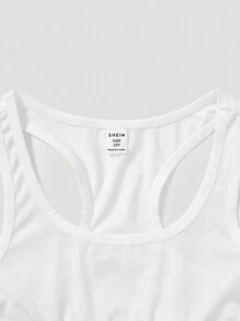 SHEIN Leap Crew 6pcs/Set Tween Girls' Minimalist Sports Cami Bra Set - Black and White - View 3