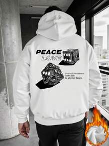 Manfinity Dauomo Men Loose Fit Hooded Sweatshirt, Thick Casual Street Style Graphic Printed Top, Autumn/Winter