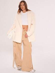 MUSERA Abrigo sobrecapa oversize tipo Borg - Crema - Ver 4