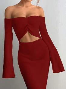 EgrlEra 1 pieza Vestido suéter casual de mujer hombros descubiertos para ropa de Año Nuevo