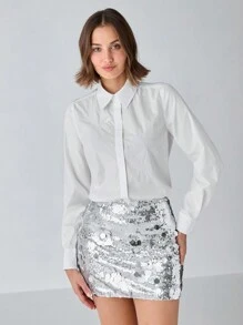 Enchnt Áo cánh dài tay đơn hàng thanh lịch cho nữ, mùa thu - màu đen - Xem 6