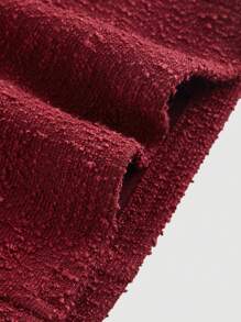 SHEIN MOD 1 件女士优雅露肩双排扣短裙，派对/活动穿着 - 酒紅色 - 查看 4